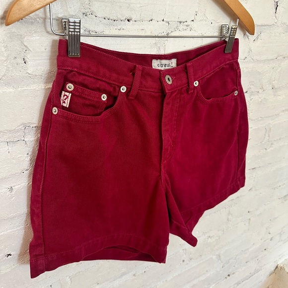 Vintage GUESS Maroon Pink Denim Jeans Size 28 - Picture 6 of 7